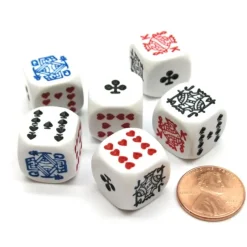 Dice>Pack of 6 Opaque 16mm D6 Standard Poker Dice - White - Your Source for Gaming Essentials
