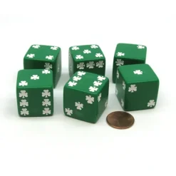 Dice>Pack of 6 Shamrock D6 25mm Large Jumbo Dice - Green with White Pips - Your Source for Gaming Essentials