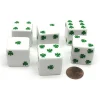 Dice>Pack of 6 Shamrock D6 25mm Large Jumbo Dice - White with Green Pips - Your Source for Gaming Essentials
