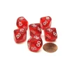 Dice>Pack of 6 Tens D10 10-Sided Transparent Dice - Red with White Numbers - Your Source for Gaming Essentials