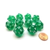 Dice>Pack of 10 Transparent 20 Sided D20 20mm Dice - Green - Your Source for Gaming Essentials