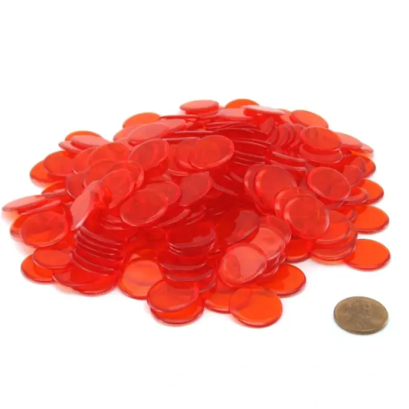 Board Games-Pack of 250 Transparent Orange Extra Thick 3/4" 19mm Sorting Chips - Your Source for Gaming Essentials