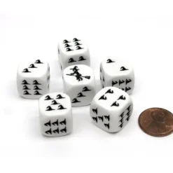 Dice>Pack of 6 Witch Halloween Themed 16mm Dice - White with Black Etches - Your Source for Gaming Essentials