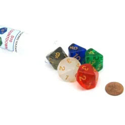 Dice>Pack of D10 Countdown 20mm Transparent Dice (1 to 10) - Choose Your Color - Your Source for Gaming Essentials
