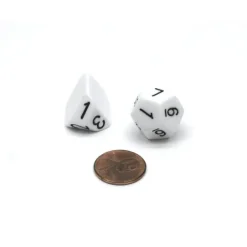 Dice>Pair of Recast 2d6 The Dice Lab Dice (1 D3 & 1 D12) - White with Black Numbers - Your Source for Gaming Essentials