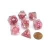 Dice>Pearl Resin 16mm 7-Die Polyhedral Dice Set - Pink with Copper Numbers - Your Source for Gaming Essentials