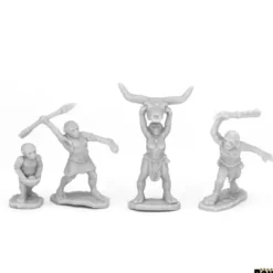 Tabletop Miniatures-People of the Dawnlands (4) 44077 Bones Black Unpainted Plastic - Your Source for Gaming Essentials