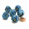 Dice>Phantom 18mm 12 Sided D12 Chessex Dice, 6 Pieces - Teal with Gold - Your Source for Gaming Essentials