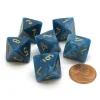 Dice>Phantom 15mm 8 Sided D8 Chessex Dice, 6 Pieces - Teal with Gold - Your Source for Gaming Essentials