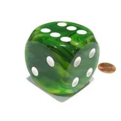 Dice>Phantom 50mm Huge Large D6 Chessex Dice, 1 Piece - Green with White Pips - Your Source for Gaming Essentials