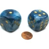Dice>Phantom 30mm Large D6 Chessex Dice, 2 Pieces - Teal with Gold Pips - Your Source for Gaming Essentials