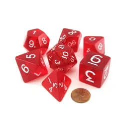 Dice>Polyhedral 7 Piece Jumbo Transparent Dice Set - Red with White Numbers - Your Source for Gaming Essentials
