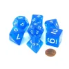 Dice>Polyhedral 7 Piece Jumbo Transparent Dice Set in Tube - Blue with White Numbers - Your Source for Gaming Essentials