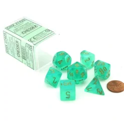 Dice>Polyhedral 7-Die Borealis Chessex Dice Set - Light Green with Gold Numbers - Your Source for Gaming Essentials