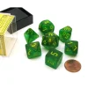 Dice>Polyhedral 7-Die Borealis Chessex Dice Set - Maple Green with Yellow Numbers - Your Source for Gaming Essentials