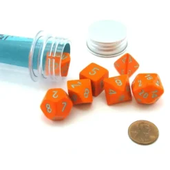 Dice>Polyhedral 7-Die Chessex Lab Dice 4 Set - Heavy Dice Orange with Turquoise - Your Source for Gaming Essentials