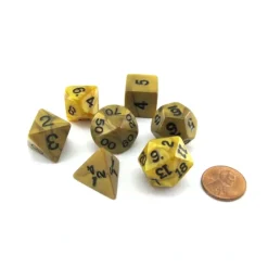 Dice>Polyhedral 7-Die Dice Set-Olympic Pearlized Gold with Black Numbers - Your Source for Gaming Essentials