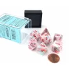 Dice>Polyhedral 7-Die Festive Chessex Dice Set - Pop Art with Red Numbers - Your Source for Gaming Essentials
