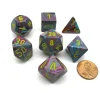 Dice>Polyhedral 7-Die Festive Chessex Dice Set - Mosaic with Yellow Numbers - Your Source for Gaming Essentials