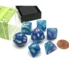 Dice>Polyhedral 7-Die Festive Chessex Dice Set - Waterlily with White Numbers - Your Source for Gaming Essentials