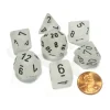Dice>Polyhedral 7-Die Frosted Chessex Dice Set - Clear with Black Numbers - Your Source for Gaming Essentials