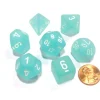 Dice>Polyhedral 7-Die Frosted Chessex Dice Set - Teal with White Numbers - Your Source for Gaming Essentials