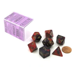Dice>Polyhedral 7-Die Gemini Chessex Dice Set - Purple-Red with Gold Numbers - Your Source for Gaming Essentials