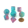 Dice>Polyhedral 7-Die Gemini Chessex Lab Dice 3 Set with Luminary - Gel Green-Pink - Your Source for Gaming Essentials