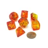 Dice>Polyhedral 7-Die Gemini Chessex Lab Dice 3 Set - Red-Yellow with Gold Numbers - Your Source for Gaming Essentials