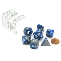 Dice>Polyhedral 7-Die Gemini Chessex Dice Set - Blue-Steel with White Numbers - Your Source for Gaming Essentials