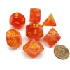 Dice>Polyhedral 7-Die Ghostly Glow Chessex Dice Set - Orange with Yellow Numbers - Your Source for Gaming Essentials