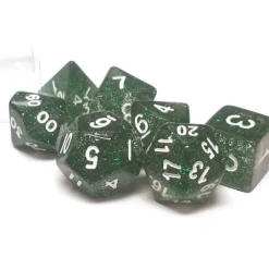 Dice>Polyhedral 7-Die Glitter Dice Set - Green - Your Source for Gaming Essentials