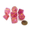Dice>Polyhedral 7-Die Leaf Lab Dice 2 Chessex Dice with Luminary- Fuschia with Yellow - Your Source for Gaming Essentials