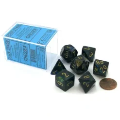 Dice>Polyhedral 7-Die Lustrous Chessex Dice Set - Shadow with Gold Numbers - Your Source for Gaming Essentials