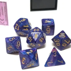 Dice>Polyhedral 7-Die Lustrous Chessex Dice Set - Purple with Gold Numbers - Your Source for Gaming Essentials