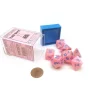 Dice>Polyhedral 7-Die Lustrous Lab Dice Chessex Dice Set - Pink with Blue Numbers - Your Source for Gaming Essentials