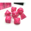 Dice>Polyhedral 7-Die Opaque Chessex Dice Set - Pink with White Numbers - Your Source for Gaming Essentials