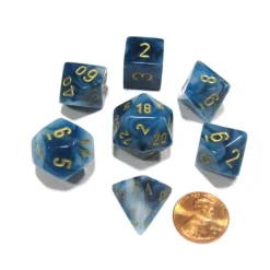 Dice>Polyhedral 7-Die Phantom Chessex Dice Set - Teal with Gold Numbers - Your Source for Gaming Essentials