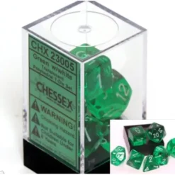 Dice>Polyhedral 7-Die Translucent Chessex Dice Set - Green - Your Source for Gaming Essentials