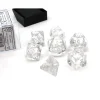 Dice>Polyhedral 7-Die Translucent Chessex Dice Set - Clear with White Numbers - Your Source for Gaming Essentials