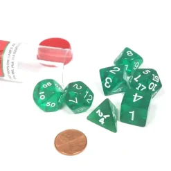 Dice>Polyhedral 7-Die Transparent Dice Set - Green - Your Source for Gaming Essentials
