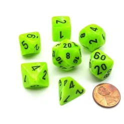 Dice>Polyhedral 7-Die Vortex Chessex Dice Set - Bright Green with Black Numbers - Your Source for Gaming Essentials