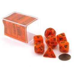 Dice>Polyhedral 7-Die Vortex Chessex Dice Set - Orange with black - Your Source for Gaming Essentials