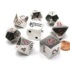 Dice>Polyhedral 7-Die Zinc Metal Alloy Dice Set - Red Numbers - Your Source for Gaming Essentials