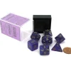 Dice>Polyhedral DnD 7-Dice Set, Luminary Borealis - Royal Purple with Gold Numbers - Your Source for Gaming Essentials