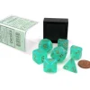 Dice>Polyhedral DnD 7-Dice Set, Luminary Borealis - Light Green with Gold Numbers - Your Source for Gaming Essentials