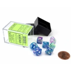 Dice>Polyhedral Mini 7-Die Set, Festive - Waterlily with White Numbers - Your Source for Gaming Essentials
