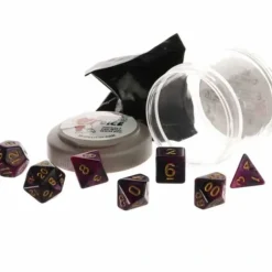 Dice>Polyhedral 7-Piece DnD Pizza Dungeon Dice Set - Dual Purple & Black - Your Source for Gaming Essentials
