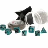 Dice>Polyhedral 7-Piece DnD Pizza Dungeon Dice Set - Dual Teal & Black - Your Source for Gaming Essentials