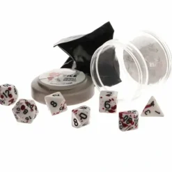 Dice>Polyhedral 7-Piece DnD Pizza Dungeon Dice Set - Lucky Blood Splatter - Your Source for Gaming Essentials